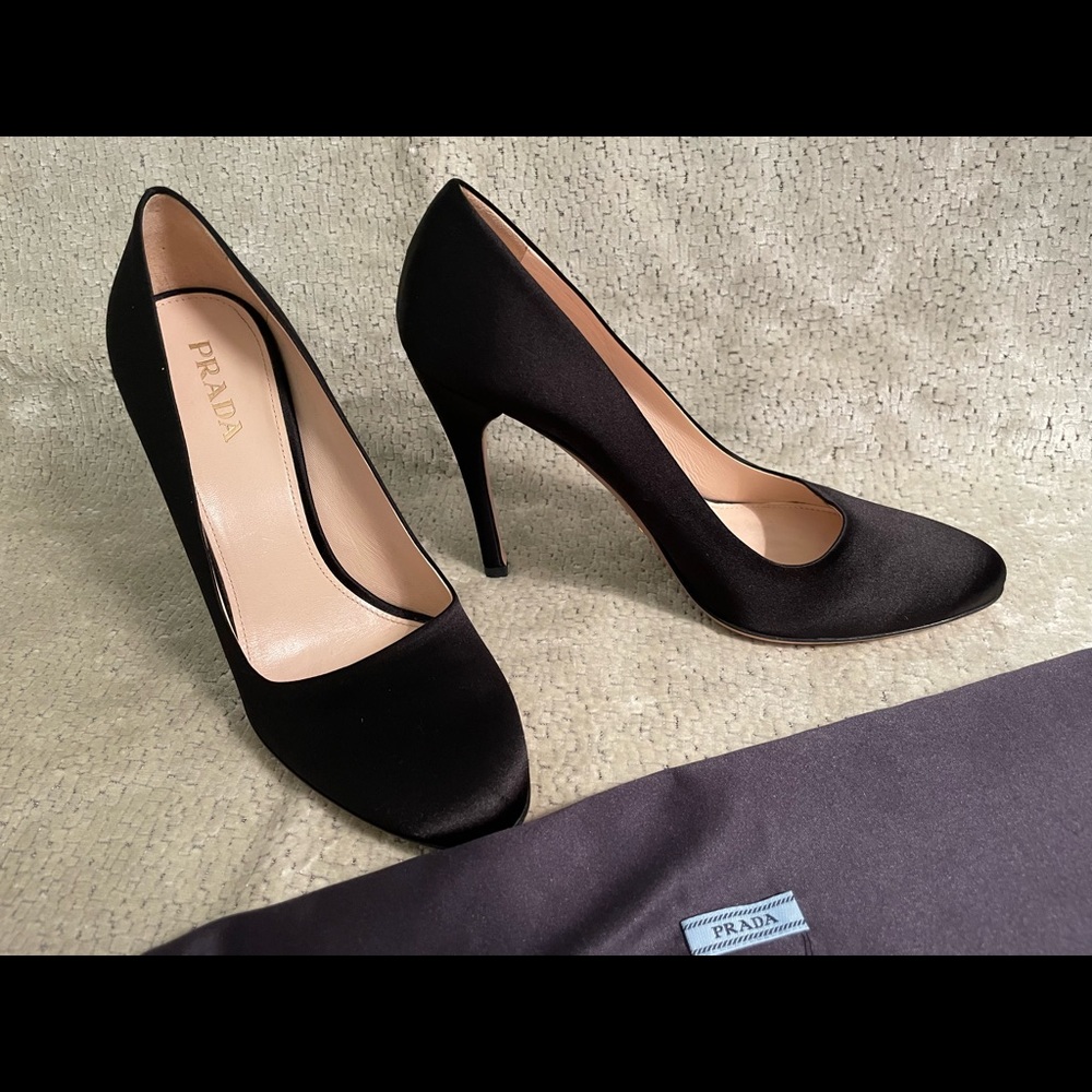 Prada black satin size 37
